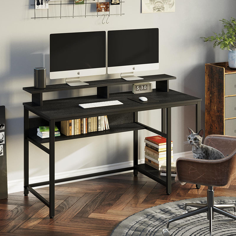 Rolanstar Computer Desk with Storage Shelf 55 Inch