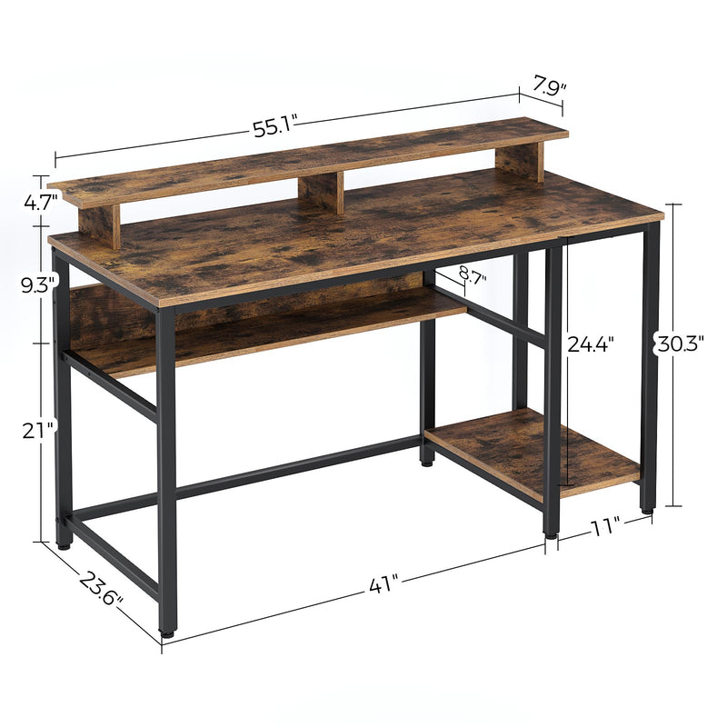 Rolanstar Computer Desk with Storage Shelf 55 Inch