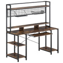 Rolanstar Computer Desk with Hutch and Keyboard Tray, 55" Office Desk with Storage Shelves, Studying Writing Desk Workstation for Home Office, Black