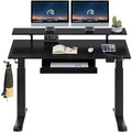 Rolanstar Dual Motor Electric Height Adjustable Computer Desk With Usb Charging Ports & Keyboard Tray & Monitor Shelf 47 Inch