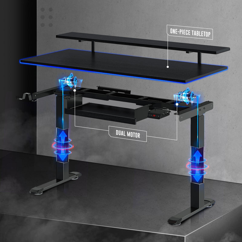 Rolanstar Dual Motor Electric Height Adjustable Computer Desk With Usb Charging Ports & Keyboard Tray & Monitor Shelf 47 Inch