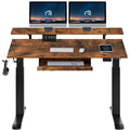 Rolanstar Dual Motor Electric Height Adjustable Computer Desk With Usb Charging Ports & Keyboard Tray & Monitor Shelf 47 Inch