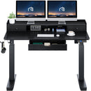 Rolanstar Single Motor Free Standing Electric Height Adjustable Desk With Drawers And Headphone Hooks 55 Inch