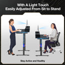 Rolanstar Single Motor Free Standing Electric Height Adjustable Desk With Drawers And Headphone Hooks 55 Inch
