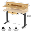 Rolanstar Single Motor Free Standing Electric Height Adjustable Desk With Drawers And Headphone Hooks 47 Inch