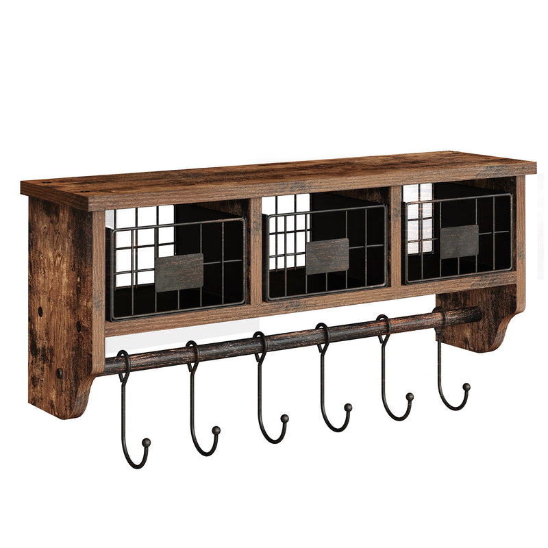 Rolanstar Rustic Wall Mounted Storage Cabinets Coat Rack 6 Hooks