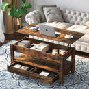 Rolanstar Coffee Table, Lift Top Coffee Table with Drawers and Hidden Compartment