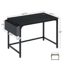 Rolanstar Computer Desk with Power Outlet, Side Storage Bag and Iron Hooks 39 Inch