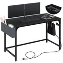 Rolanstar Computer Desk with Power Outlet, Side Storage Bag and Iron Hooks 39/47/55/63 Inch