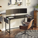 Rolanstar Computer Desk with Power Outlet, Side Storage Bag and Iron Hooks 55 Inch