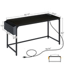 Rolanstar Computer Desk with Power Outlet, Side Storage Bag and Iron Hooks 39/47/55/63 Inch
