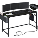 Rolanstar Computer Desk with Power Outlet, Side Storage Bag and Iron Hooks 39/47/55/63 Inch