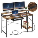 Rolanstar Computer Desk with Power Outlet, Keyboard Tray and Monitor Stand 55 Inch