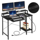 Rolanstar Computer Desk with Power Outlet, Keyboard Tray and Monitor Stand 47 Inch