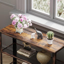 Rolanstar Metal Frame Console Table with Mesh Shelves