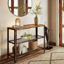 Rolanstar Metal Frame Console Table with Mesh Shelves