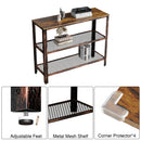 Rolanstar Metal Frame Console Table with Mesh Shelves