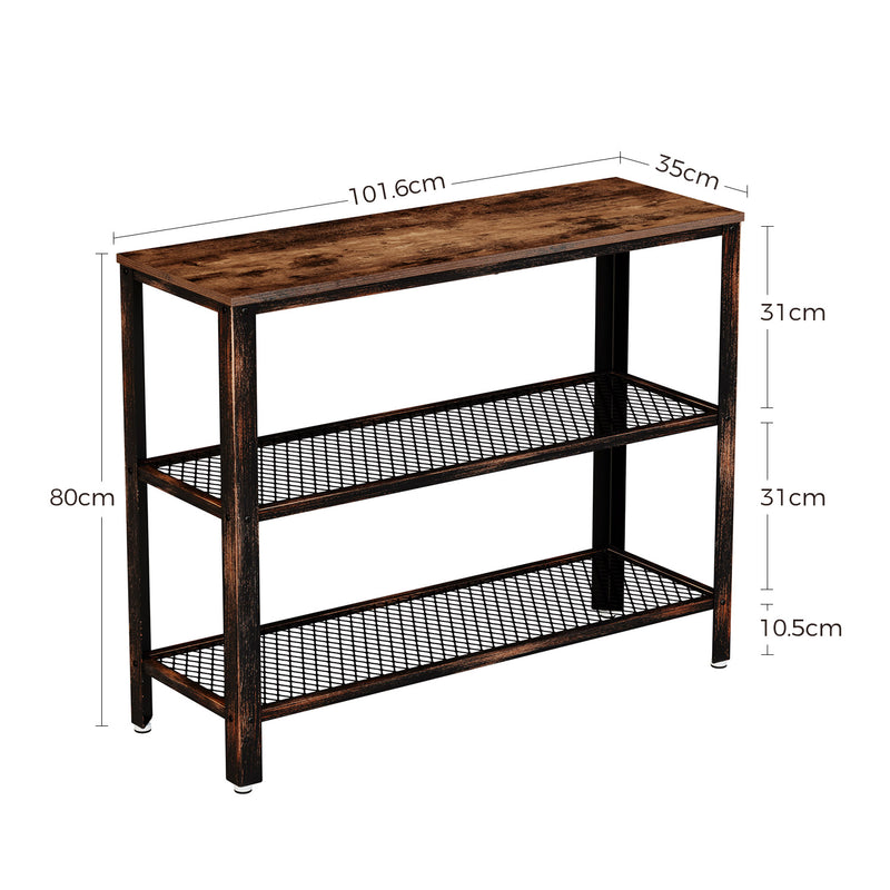 Rolanstar Metal Frame Console Table with Mesh Shelves