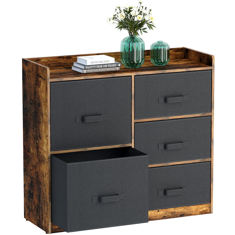 Rolanstar Dresser with 5 Drawers, Chest of Drawers with 5 Fabric Drawers