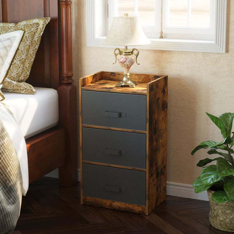 Rolanstar Rustic Dresser with 3 Drawers, Chest of Drawers