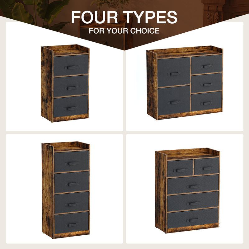 Rolanstar Rustic Dresser with 5 Drawers, Chest of Drawers with 5 Fabric Drawers