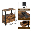 Rolanstar Narrow End Table with Wooden Drawers and USB Ports & Power Outlets