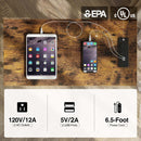 Rolanstar Narrow End Table with Charging Station & Rattan Basket