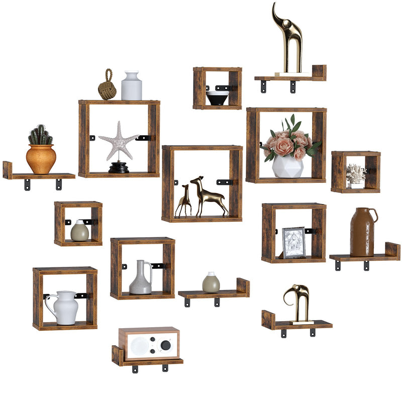 Rolanstar Floating Shelves, Wall Mounted Cube Shelves, Set of 3