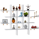 Rolanstar Floating Shelf, Wall Mounted 4 Cube Intersecting Floating Shelf Set of 2