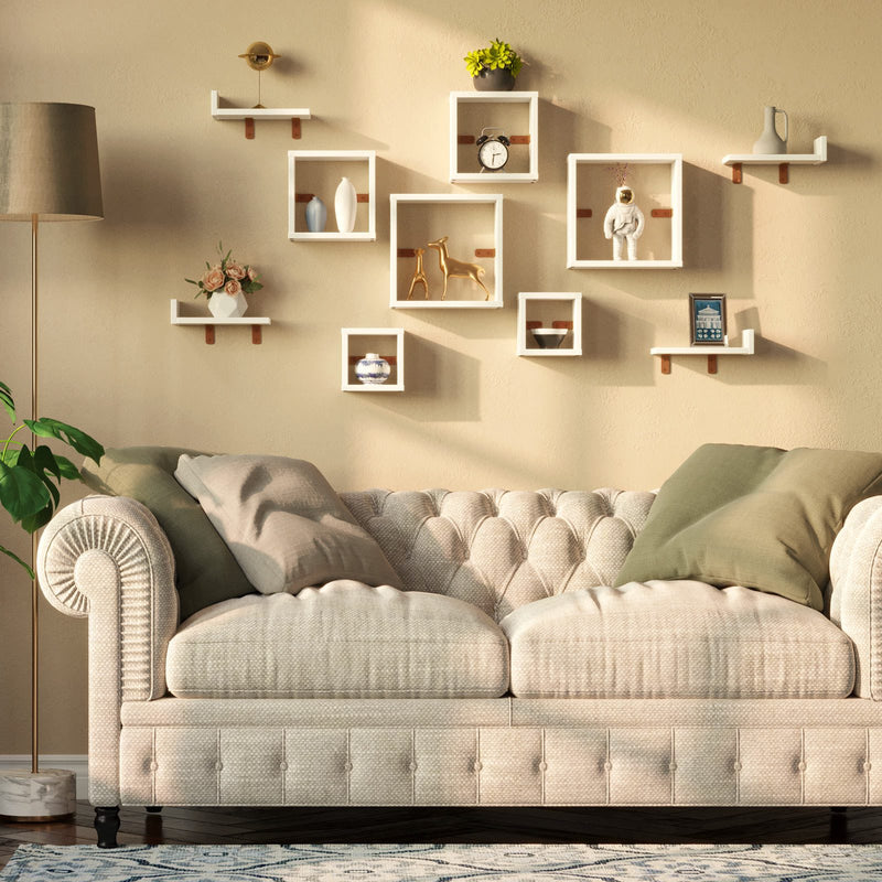 Rolanstar Floating Shelves, Wall Mounted Cube Shelves, Set of 2