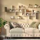 Rolanstar Floating Shelf, Wall Mounted 4 Cube Intersecting Floating Shelf Set of 2