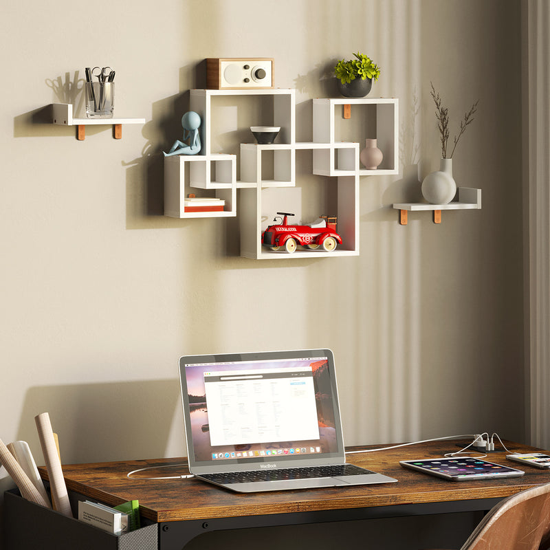 Rolanstar Wall Mounted 4 Cube Intersecting Floating Shelf