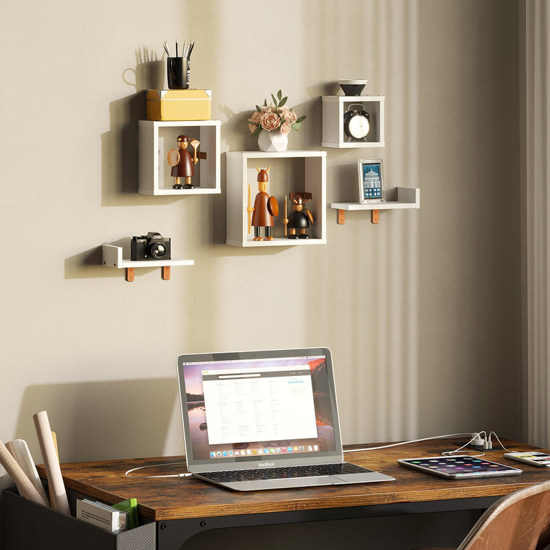Rolanstar Floating Shelves, Wall Mounted Cube Shelves, Set of 2