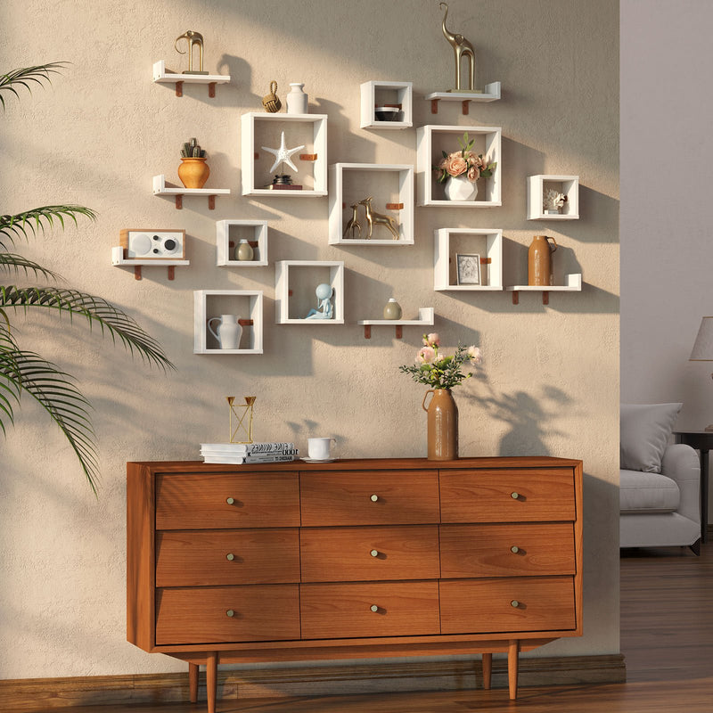 Rolanstar Floating Shelves, Wall Mounted Cube Shelves, Set of 2