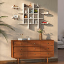 Rolanstar Floating Shelf, Wall Mounted 4 Cube Intersecting Floating Shelf Set of 2