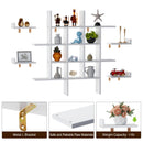 Rolanstar Floating Shelf, Wall Mounted 4 Cube Intersecting Floating Shelf Set of 2