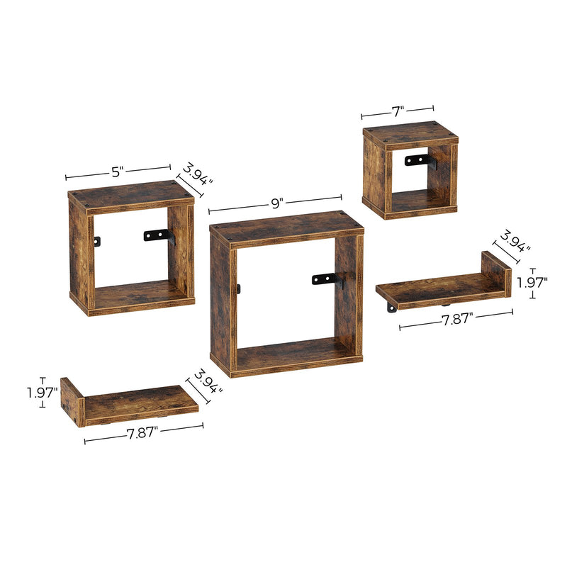 Rolanstar Floating Shelves, Wall Mounted Cube Shelves, Set of 2