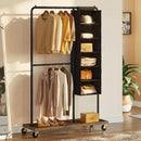Rolanstar Garment Rack with Hanging Closet Organizer & Height Adjustable Middle Bar