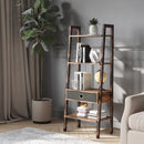 Rolanstar Ladder Shelf with Drawer, 4-Tier Metal Frame Rustic Ladder Bookshelf