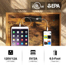 Rolanstar Rustic Nightstand Side Table  with Charging Station and USB Ports