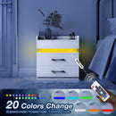 Seventable Nightstand with Charging Station and LED Lights with 2 Drawers