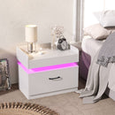 Seventable Nightstand with Charging Station and LED Lights with 1 Drawer