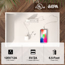 Seventable Nightstand with Charging Station and LED Lights with 1 Drawer