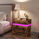 Seventable Nightstand with Charging Station and LED Lights with 2 Drawers