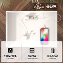 Seventable Nightstand with Charging Station and LED Lights with 2 Drawers