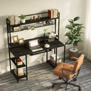 Rolanstar Computer Desk with Hutch and Keyboard Tray, 55" Office Desk with Storage Shelves, Studying Writing Desk Workstation for Home Office, Black