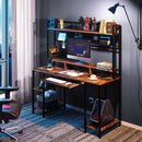 Rolanstar Computer Desk with Hutch and Keyboard Tray, 55" Office Desk with Storage Shelves, Studying Writing Desk Workstation for Home Office, Black
