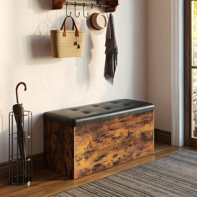 Rolanstar Storage Bench, Flip Top Shoe Bench, Bed End Stool with Padded Seat
