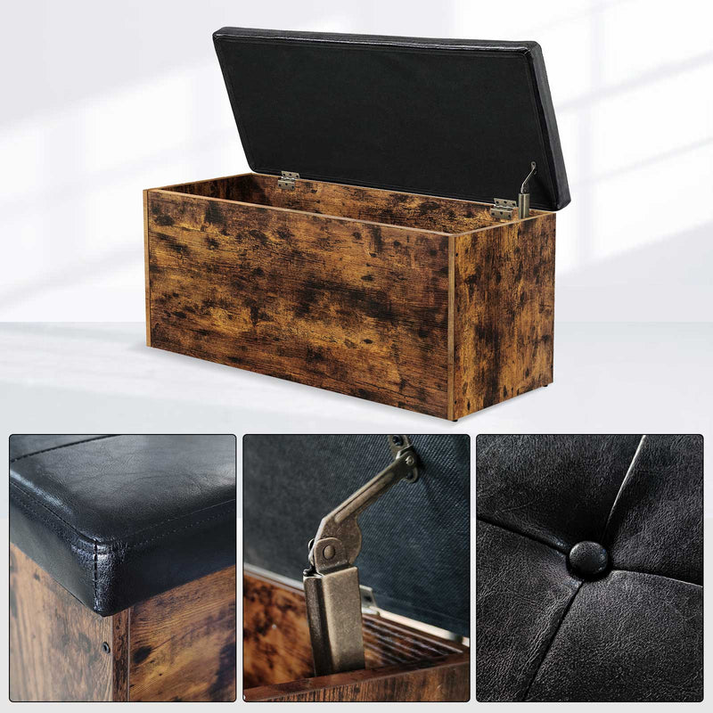 Rolanstar Storage Bench, Flip Top Shoe Bench, Bed End Stool with Padded Seat