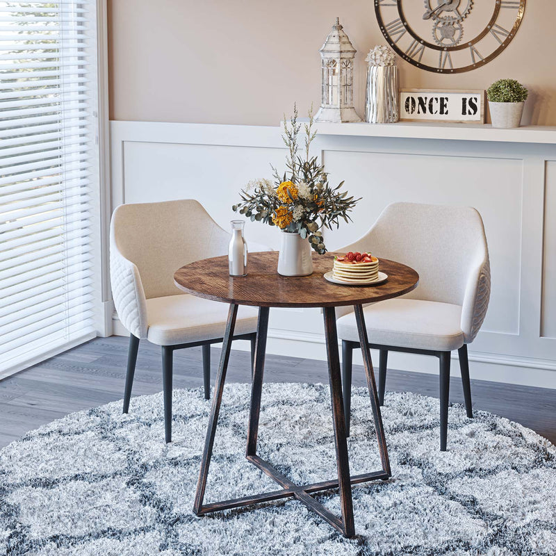 Rolanstar Round Dinning Table wit Metal Legs, Rustic Coffee Table